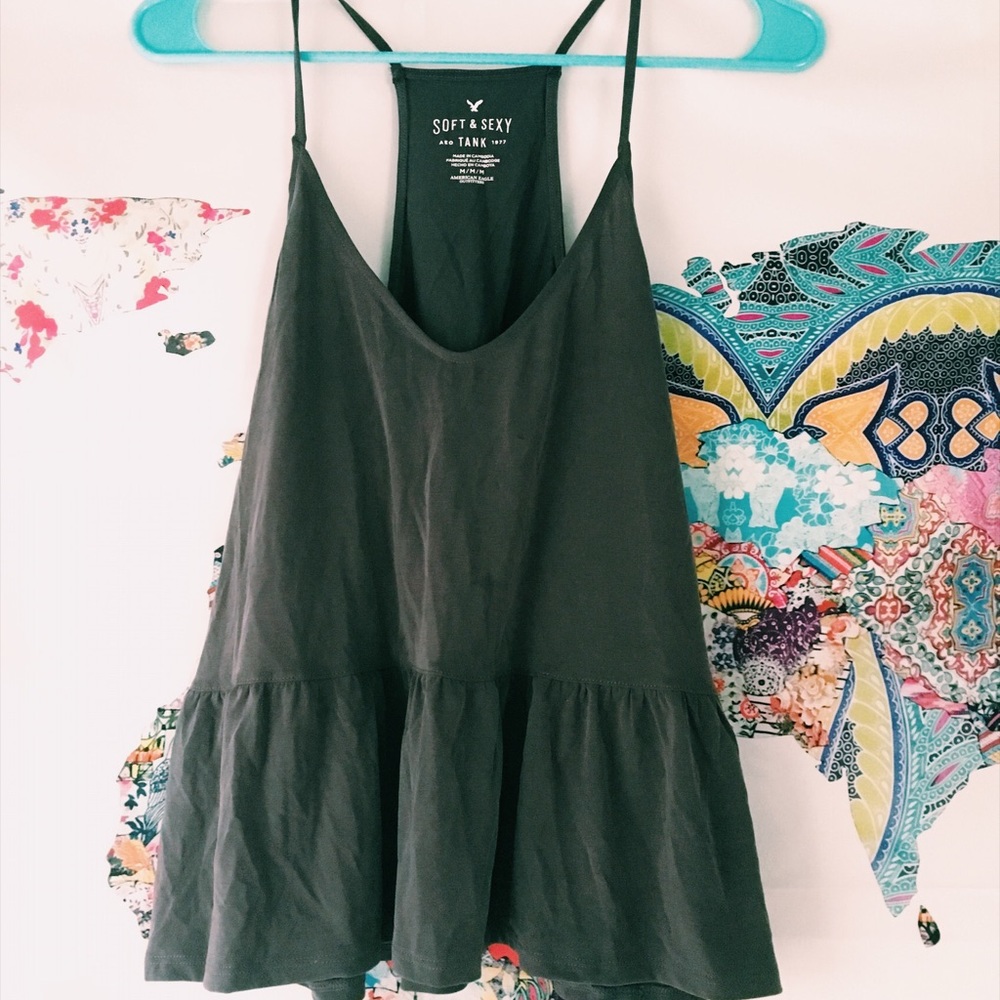 gray/dark green AE babydoll tank
